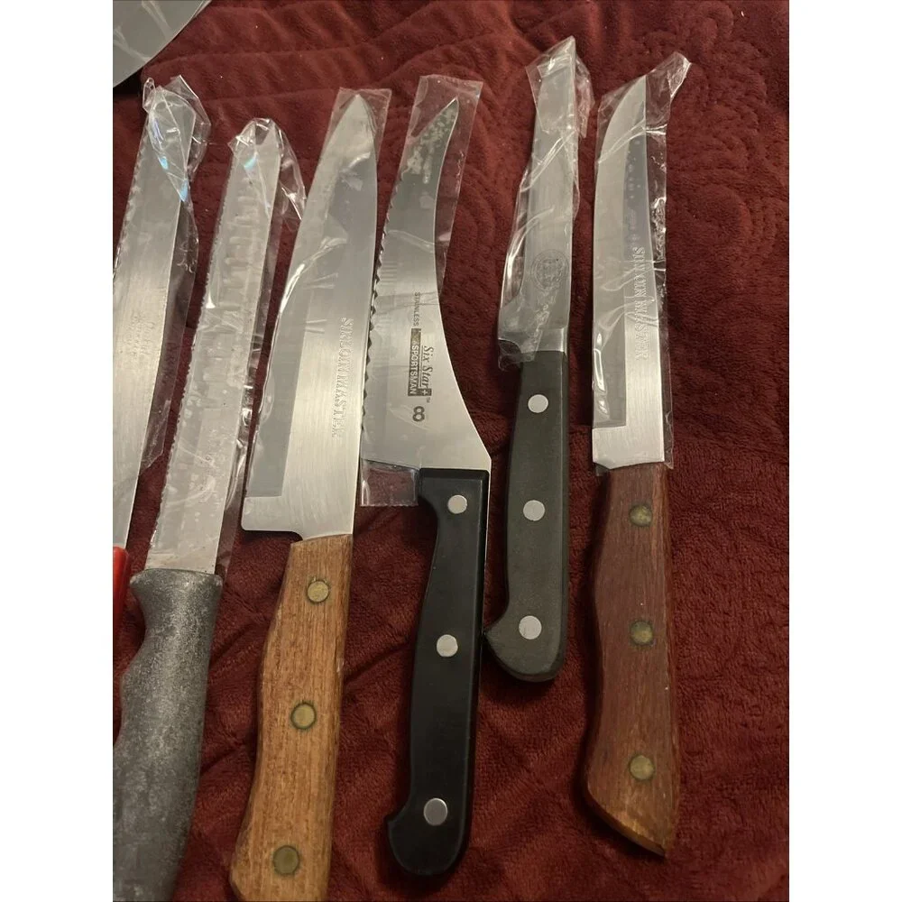 Vintage Kitchen Knife/misc.  Lot of 9 Wood & Plastic Handles , Fork, Chop, Slice